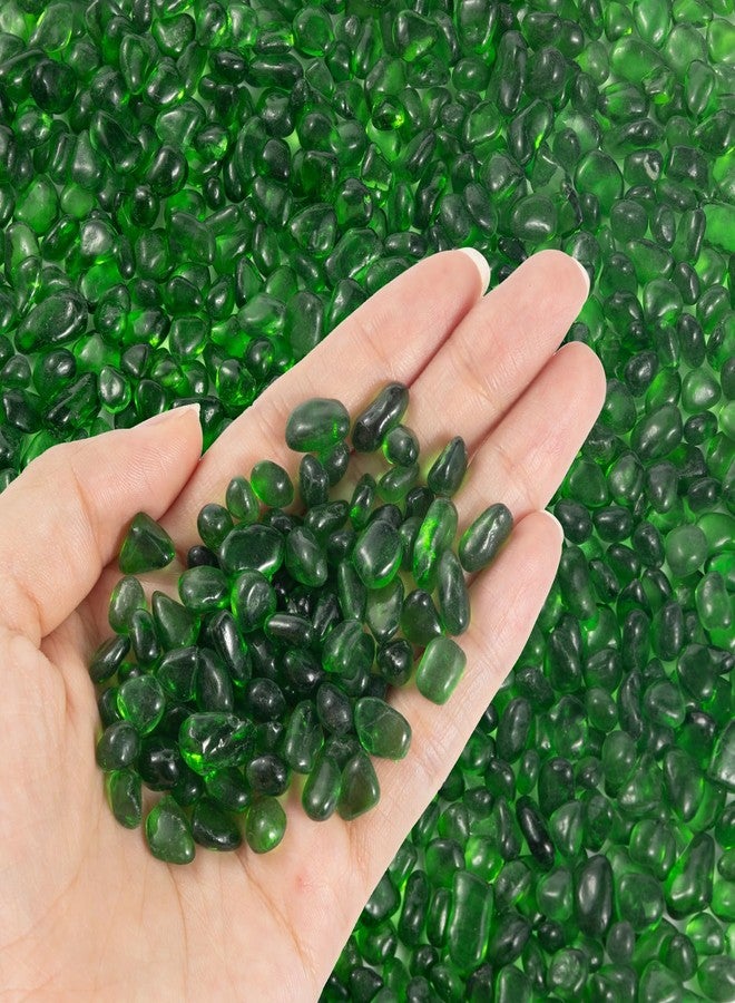 KIJOU Green Sea Glass Stones - 2lb Polished Pebbles (1/4-3/8 Inch) for Garden Decor, Crafts, Vases, and Terrarium Fillers - Image 1